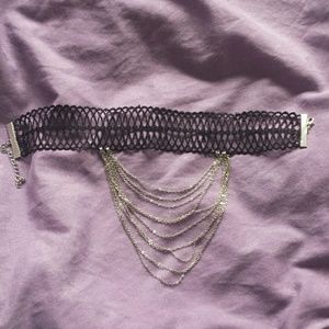 Black Choker Necklace w/ chains